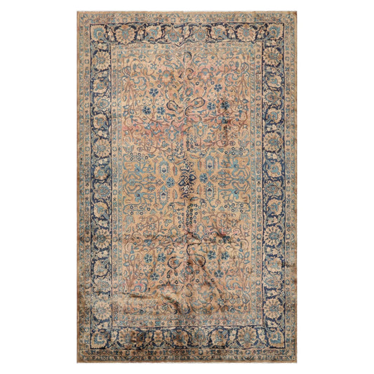 6'10" x 10'8" Antique Hand Knotted Wool Kashaan 300 KPSI Oriental Area Rug Brown