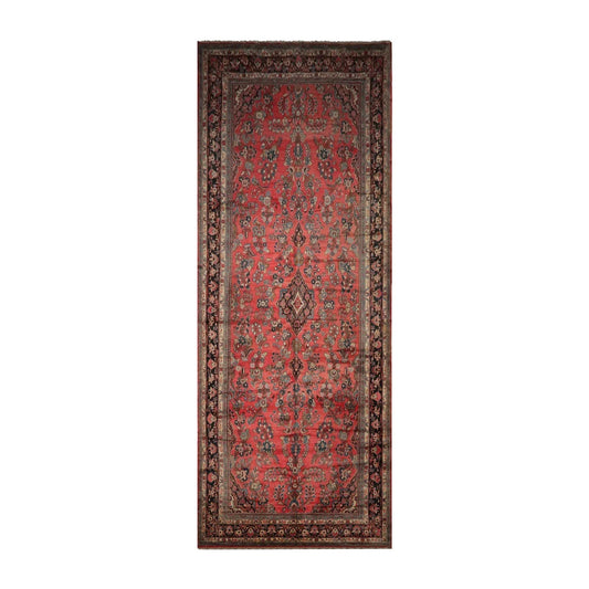 9' 6''x25' Palace Rose, Charcoal Hand Knotted 100% Wool Lilihaan Traditional Oriental Area Rug