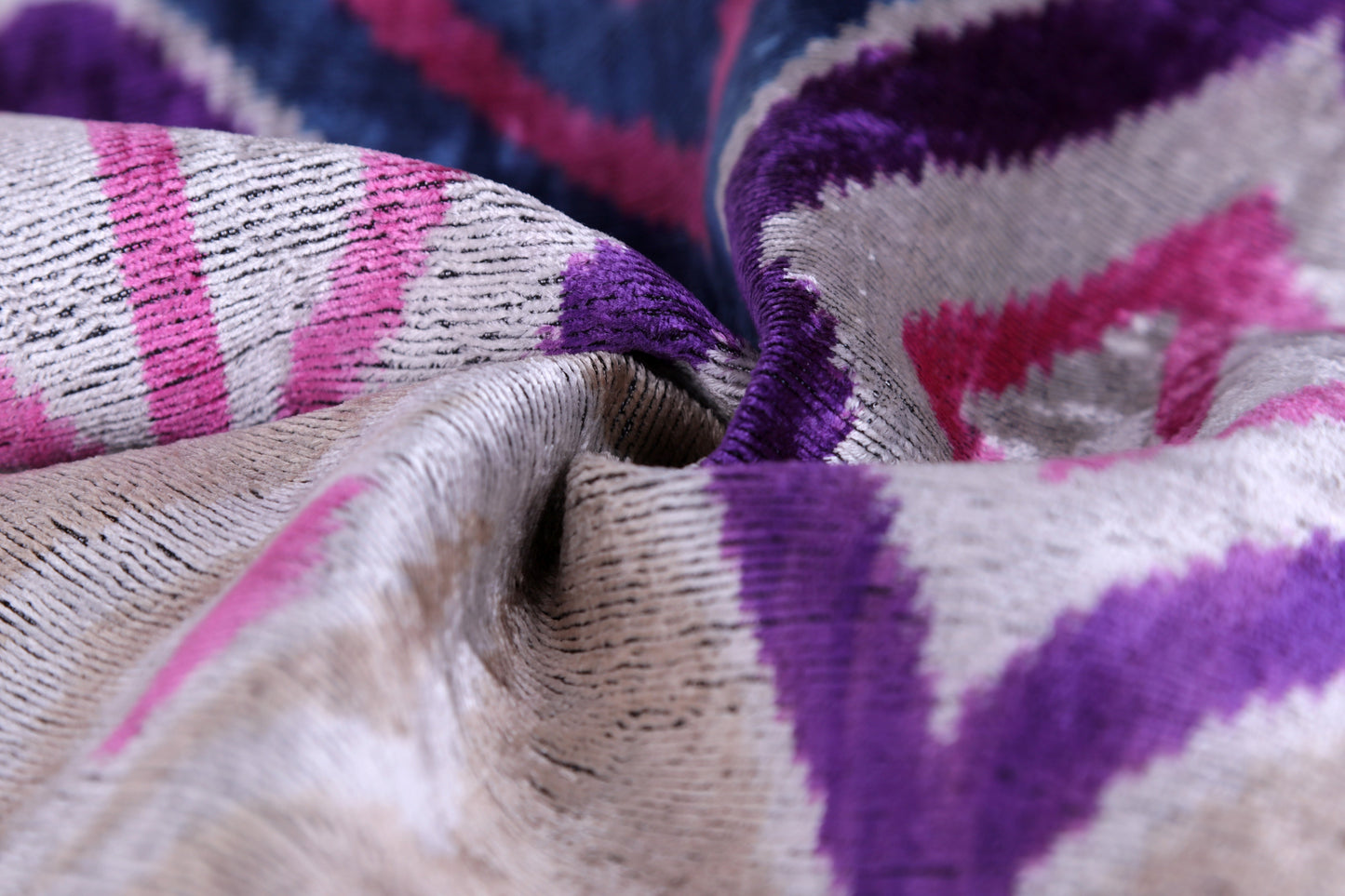 Violet & Indigo Diamond Ikat Pillow – 16x16” Silk Velvet Handmade