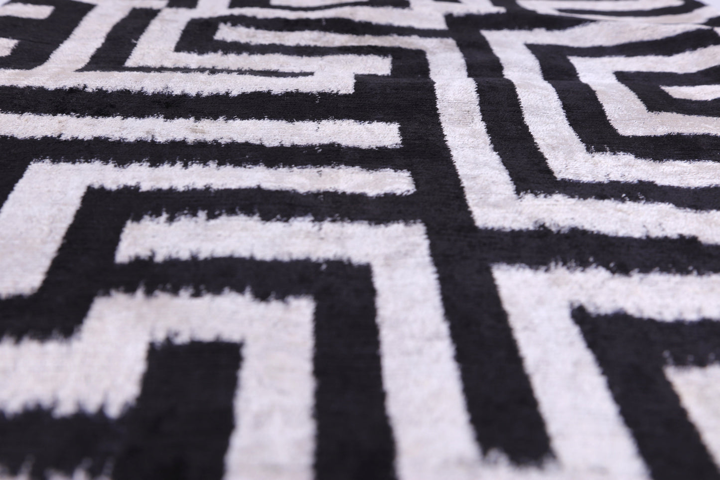 Black & White Geometric Velvet Throw Pillow | 16x24 Handmade Luxury Decor