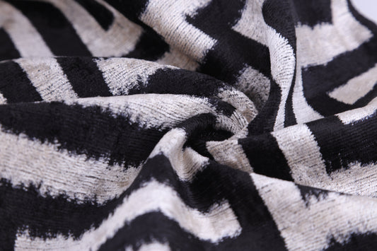 Black & White Geometric Velvet Throw Pillow | 16x24 Handmade Luxury Decor