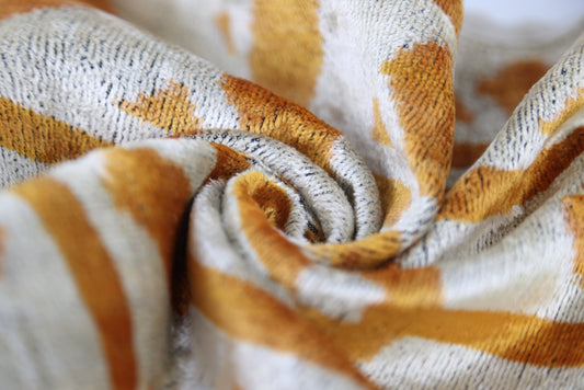 Handmade Velvet Tribal Pillow – 16x24" Gold & Ivory Silk Cushion