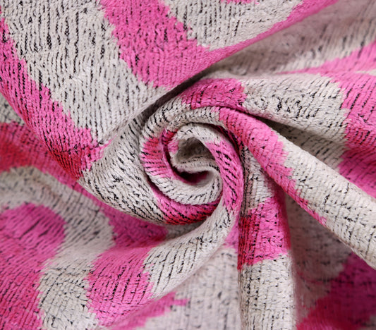 Handmade Pink Geometric Velvet Lumbar Pillow 16x24 – Luxury Silk Ikat Cushion