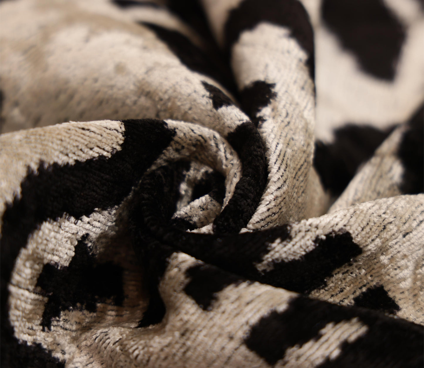 Black & Ivory Tribal Silk Velvet Pillow 16x16 Handmade Luxury Cushion