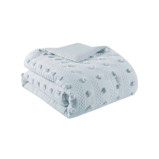 King/Cal King 3-Piece Blue Pompom Microfiber Hypoallergenic Comforter Set