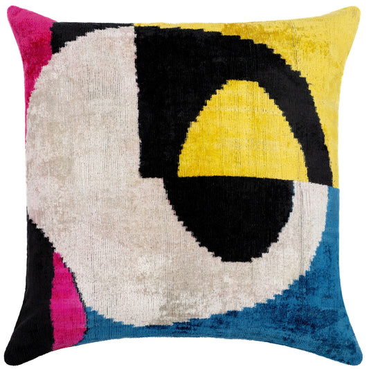 Canvello Abstract Multicolor Silk Velvet Pillow – 20x20 Handmade Modern Art Cushion