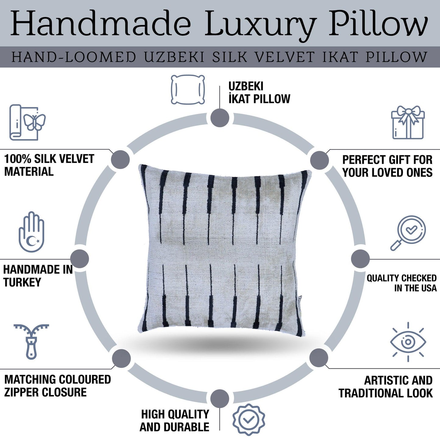 Canvello Black And White Pillows For Couch | 16x16 inch