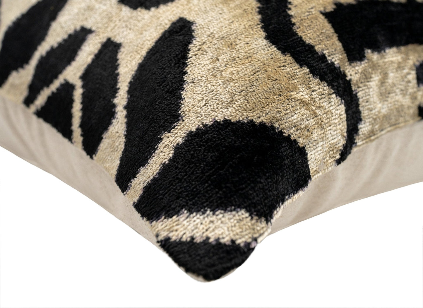 Canvello Black White Handmade 16x24 Silk Velvet Pillow, Organic Veg Dyed, Down/Feather Filled