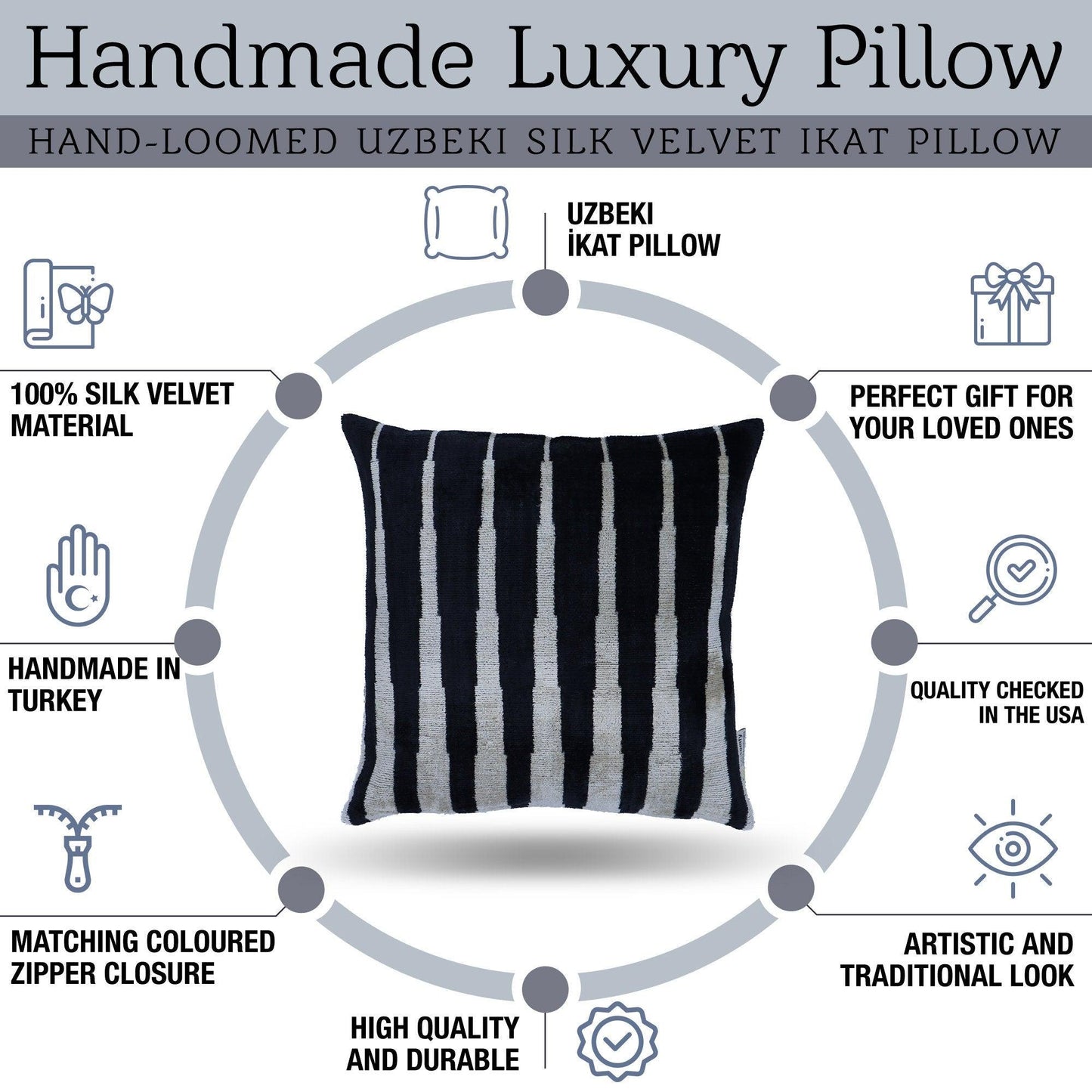 Canvello Decorative Black & White Pillow | 16x16 inch