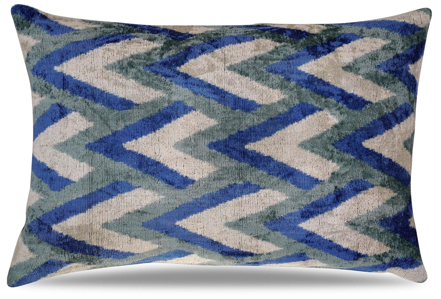 Canvello Handmade Blue Gray Silver Chevron Throw Pillows - 24x16