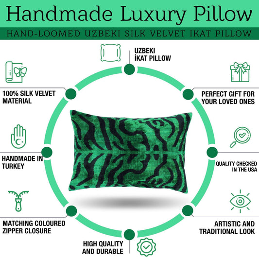 Canvello Handmade Luxury Dark Green Pillow for Couch | 16 x 24 in (40 x 60 cm)