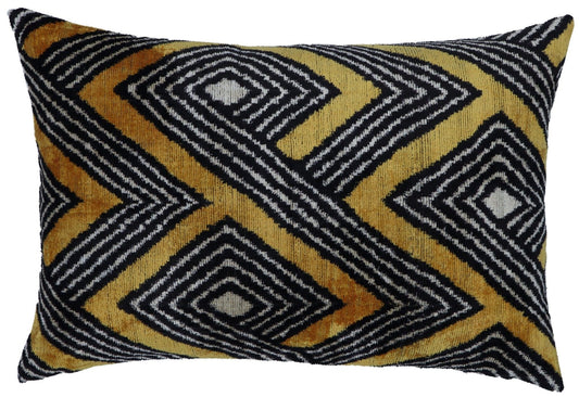 Canvello Handmade Luxury Gold Black Pillow with Down Insert - 16x24 in