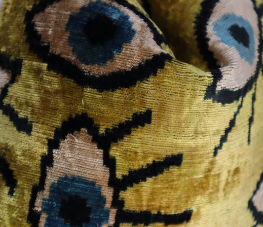 Canvello Handmade Luxury Handmade Velvet Silk Evil Eye Throw Pillow With Down Insert