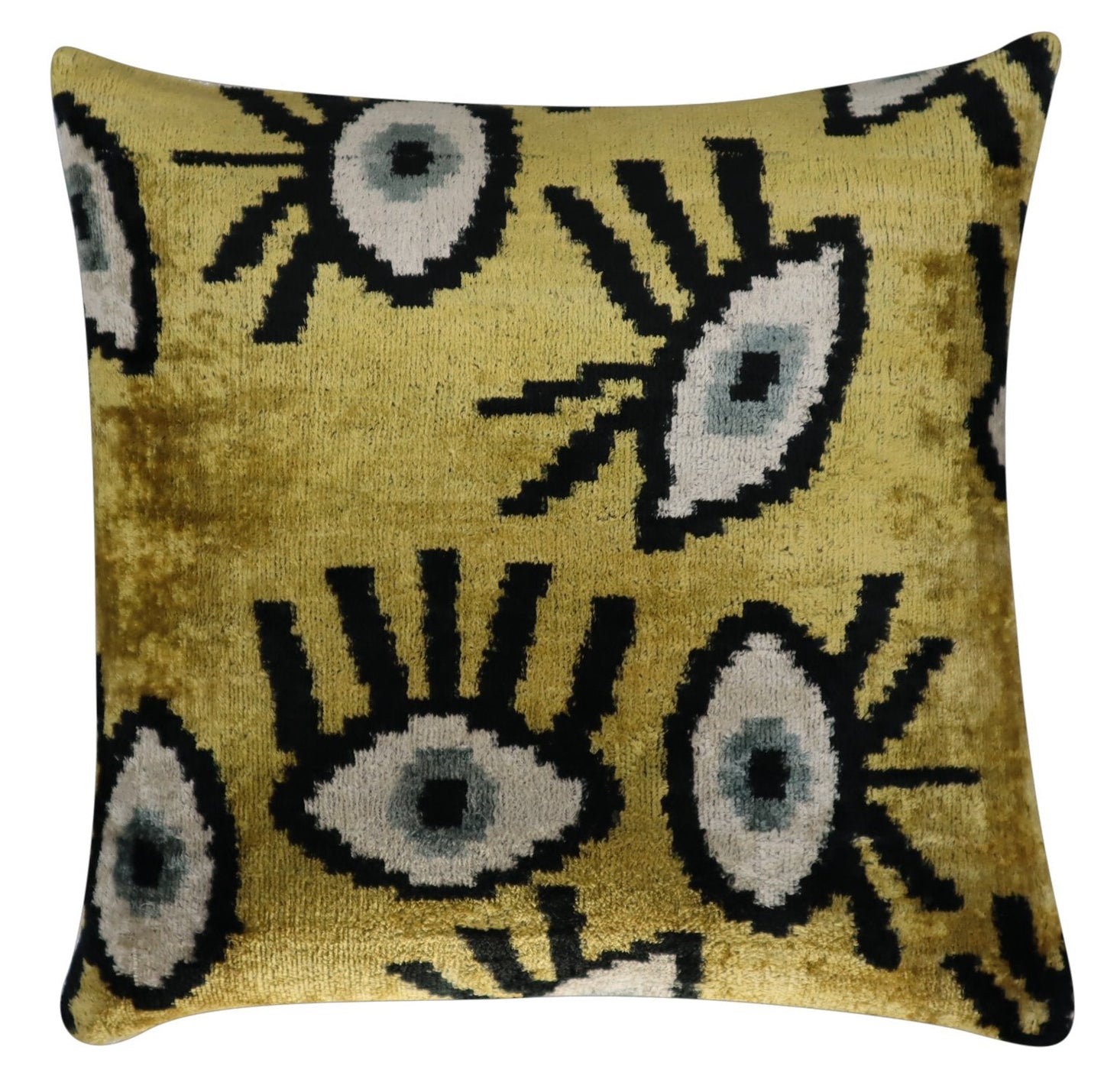 Canvello Handmade Luxury Handmade Velvet Silk Evil Eye Throw Pillow With Down Insert