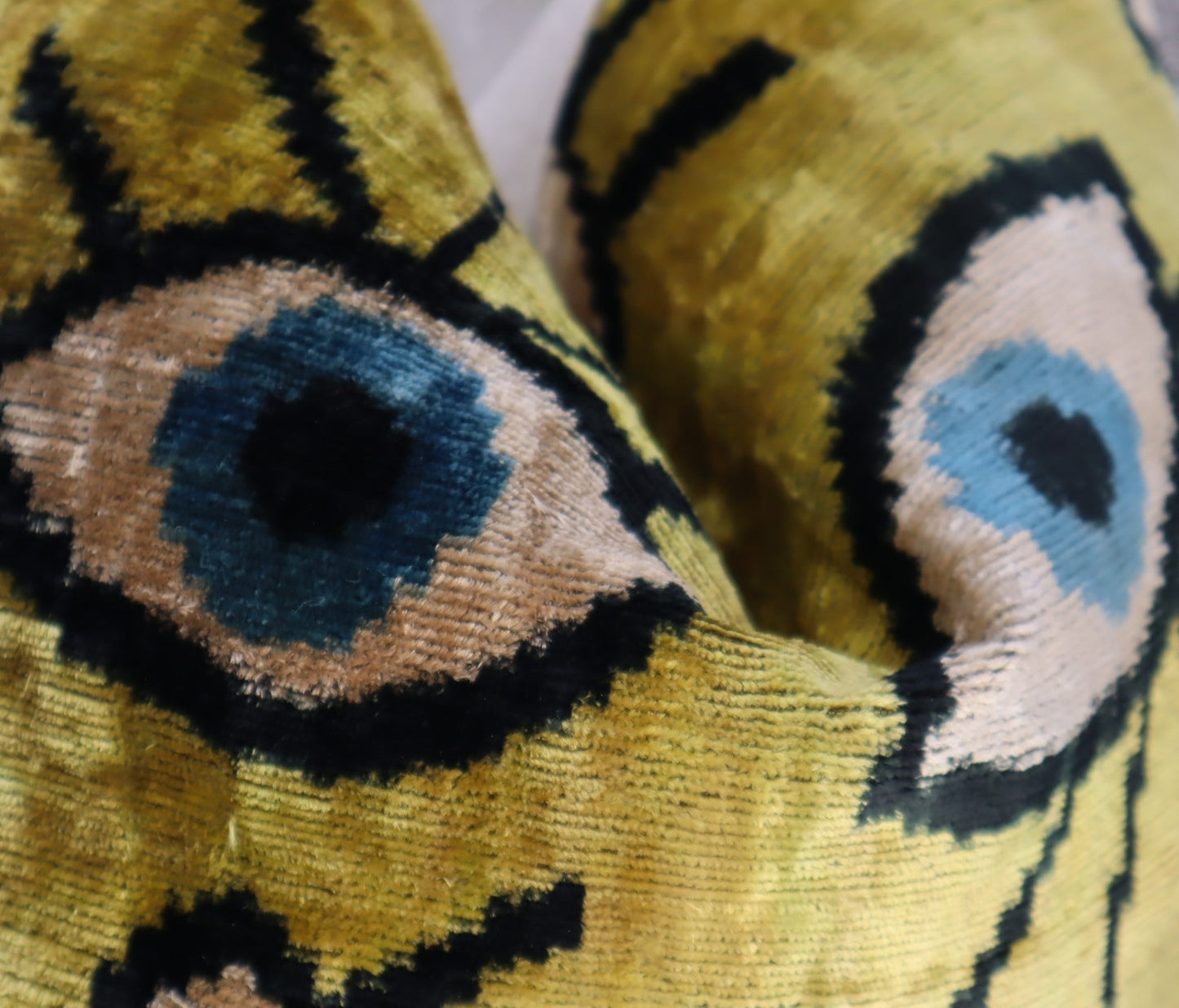 Canvello Handmade Luxury Handmade Velvet Silk Evil Eye Throw Pillow With Down Insert