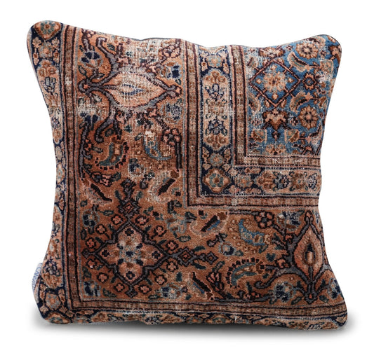 Canvello Kerman Rug Light Brown Throw Pillows - 18"x18"