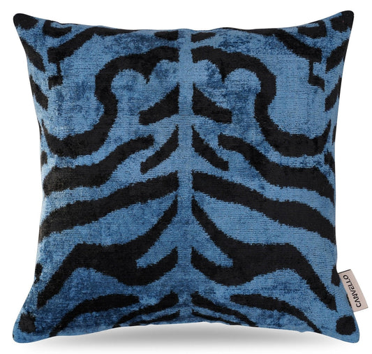 Canvello Luxury Blue Tiger Print Pillow for Couch - 16x16 inch
