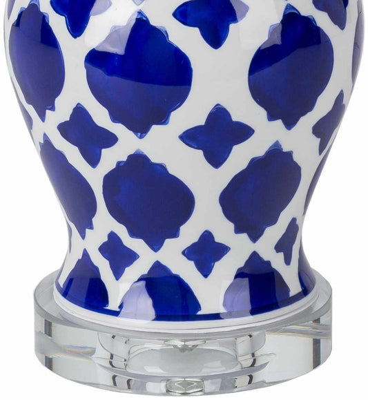 Pangian White & Blue Patterned Ceramic Table Lamp
